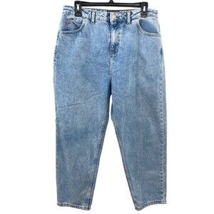 ASOS Jeans Baggy Mom Fit Tapered Leg Size 32 Petite 26” Inseam Cropped Denim